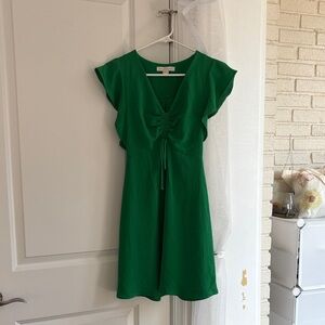 Green Mini Flutter Sleeve Dress